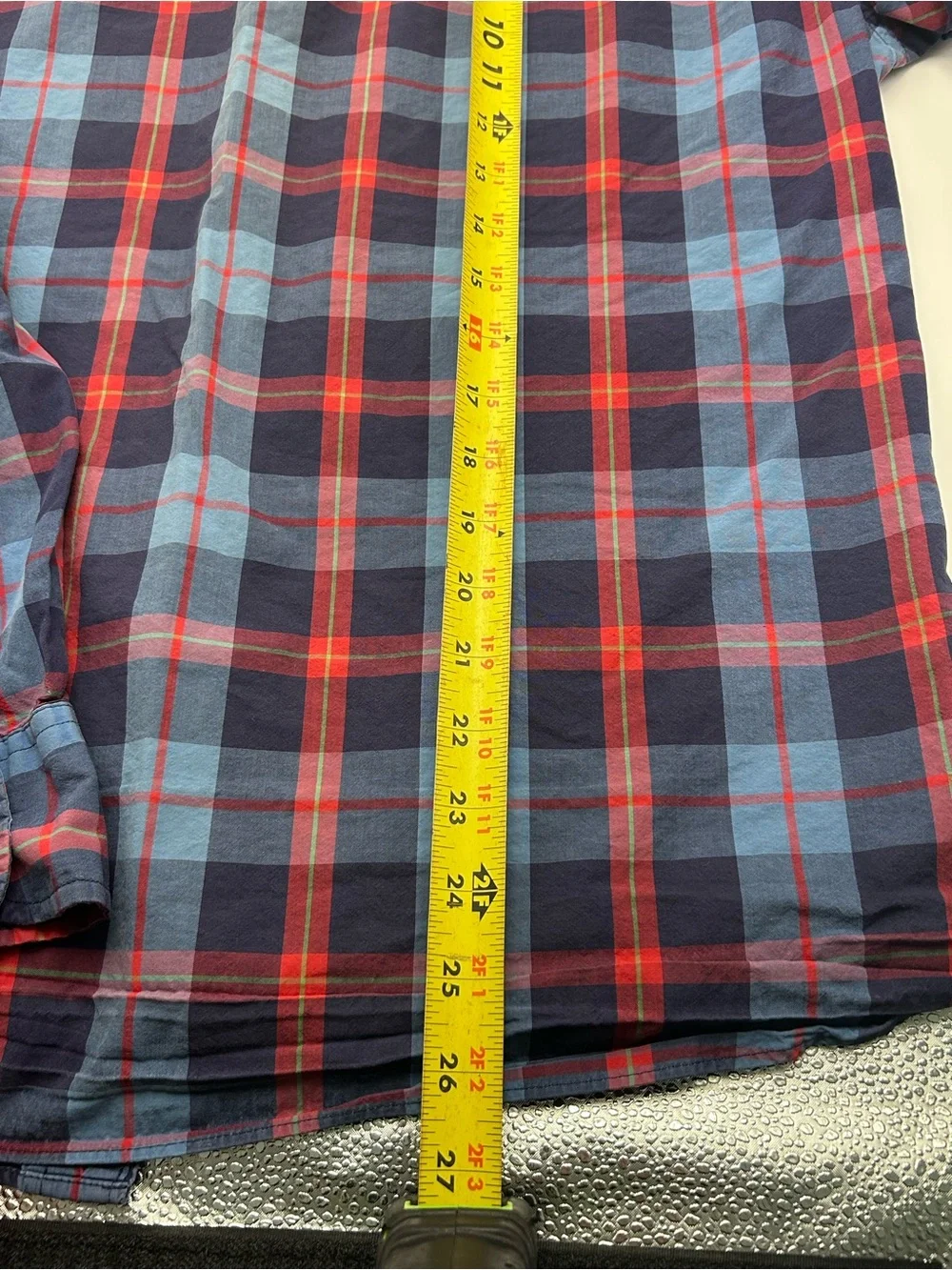 J. Crew Men's Navy and Red Plaid Button-Down Shirt